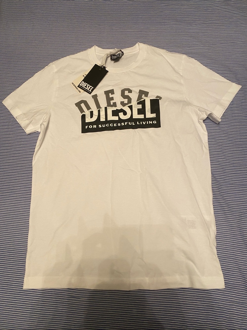 Diesel White Short-Sleeve Logo Tee size S Unisex